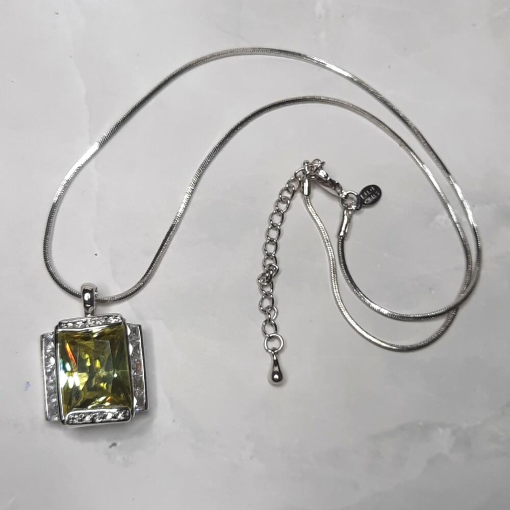 Yellow Crystal & Rhinestone Pendant Necklace